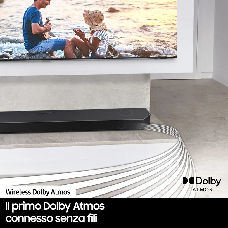 Samsung Soundbar HW-Q990B/ZF con subwoofer e speaker 11.1.4 canali 656W, audio 3D wireless ottimizzato, effetto cinema surround