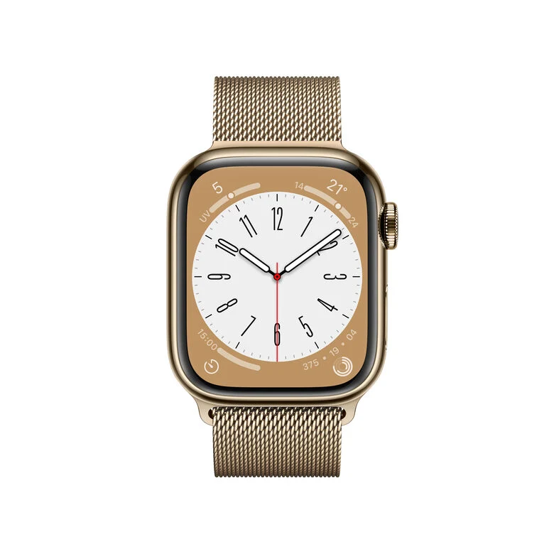 Apple Watch Series 8 GPS + Cellular 41mm Cassa in Acciaio Inossidabile color Oro with con Cinturino Loop Milanese
