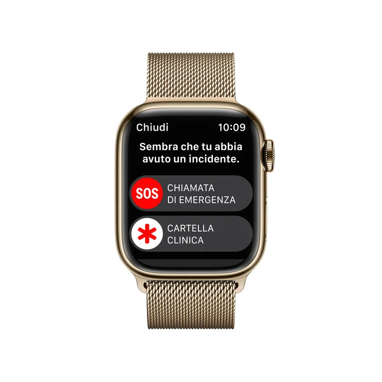 Apple Watch Series 8 GPS + Cellular 41mm Cassa in Acciaio Inossidabile color Oro with con Cinturino Loop Milanese