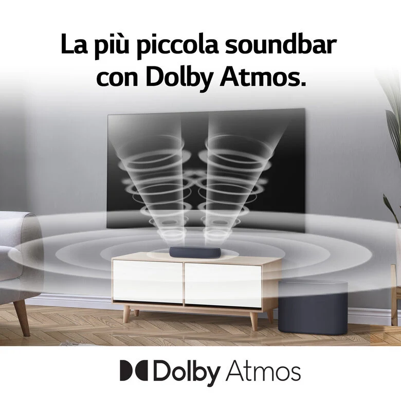 LG Eclair QP5 Soundbar compatta 320W 3.1.2 canali Dolby Atmos DTS:X - Nera