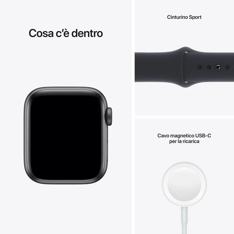 Apple Watch SE GPS, 40mm Cassa in Alluminio Grigio Scuro con Cinturino Sport Mezzanotte