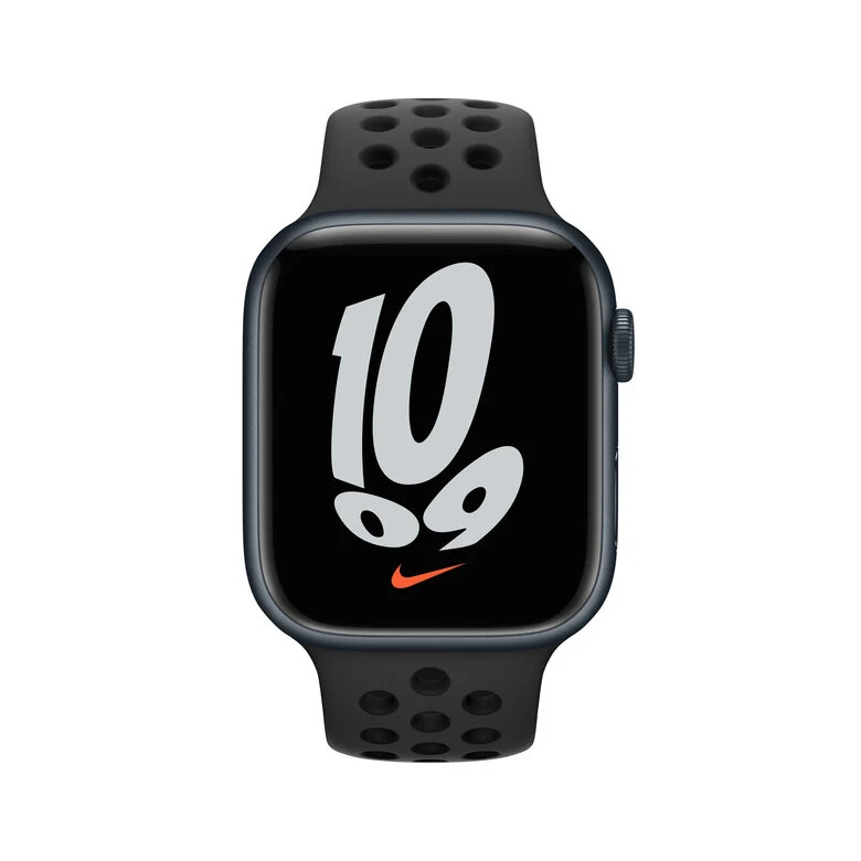 Apple Watch Nike Series 7 GPS + Cellular, 45mm Cassa in Alluminio Mezzanotte con Cinturino Sport Antracite/Nero