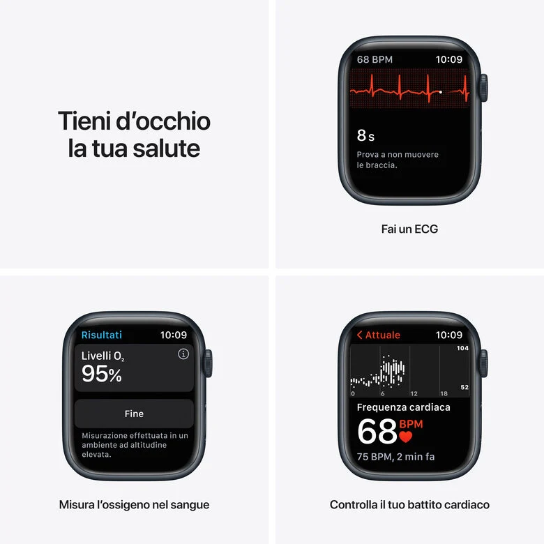 Apple Watch Nike Series 7 GPS + Cellular, 45mm Cassa in Alluminio Mezzanotte con Cinturino Sport Antracite/Nero
