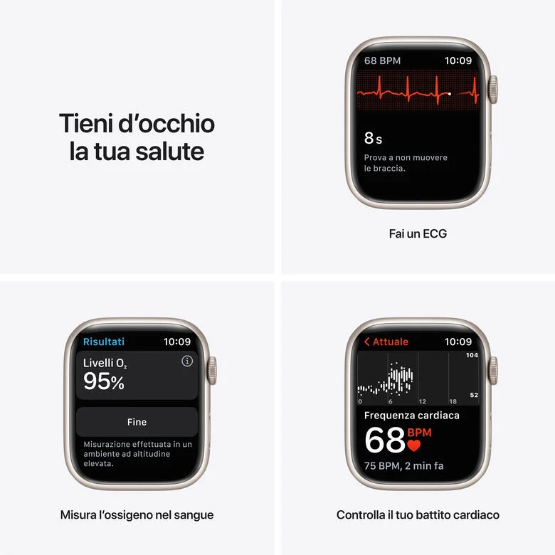 Apple Watch Series 7 GPS + Cellular, 45mm Cassa in Alluminio Galassia con Cinturino Sport Galassia