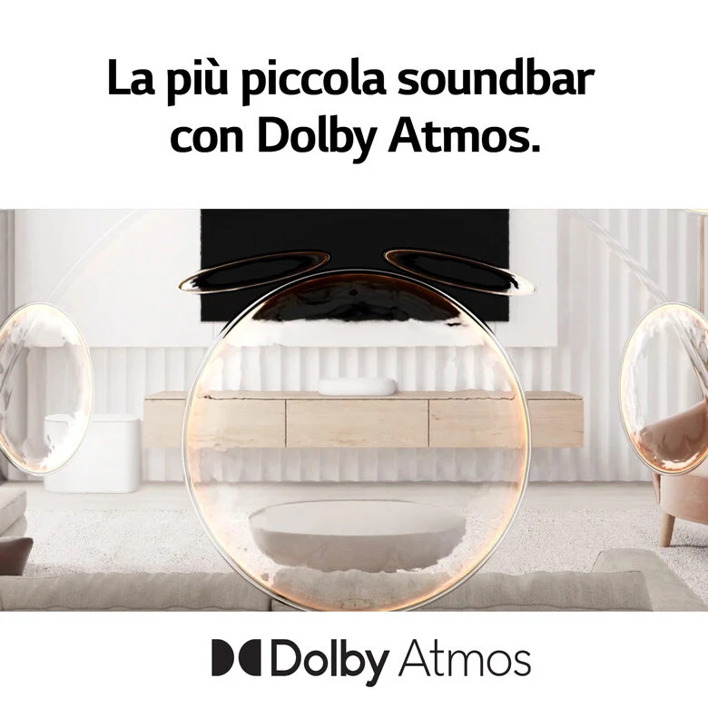 LG Eclair QP5 Soundbar compatta 320W 3.1.2 canali Dolby Atmos DTS:X - Bianca