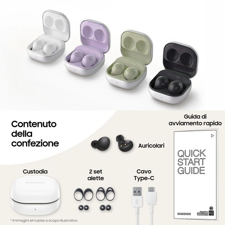 Samsung Galaxy Buds2 Auricolari Bluetooth Graphite Batteria 472 mAh