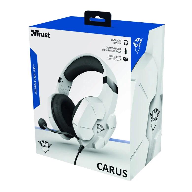Trust GXT 323W Carus Auricolare Cablato A Padiglione Giocare Bianco