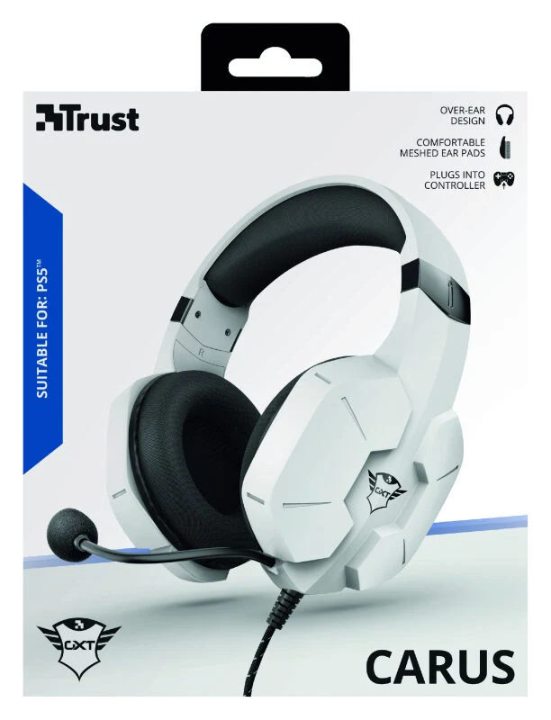 Trust GXT 323W Carus Auricolare Cablato A Padiglione Giocare Bianco