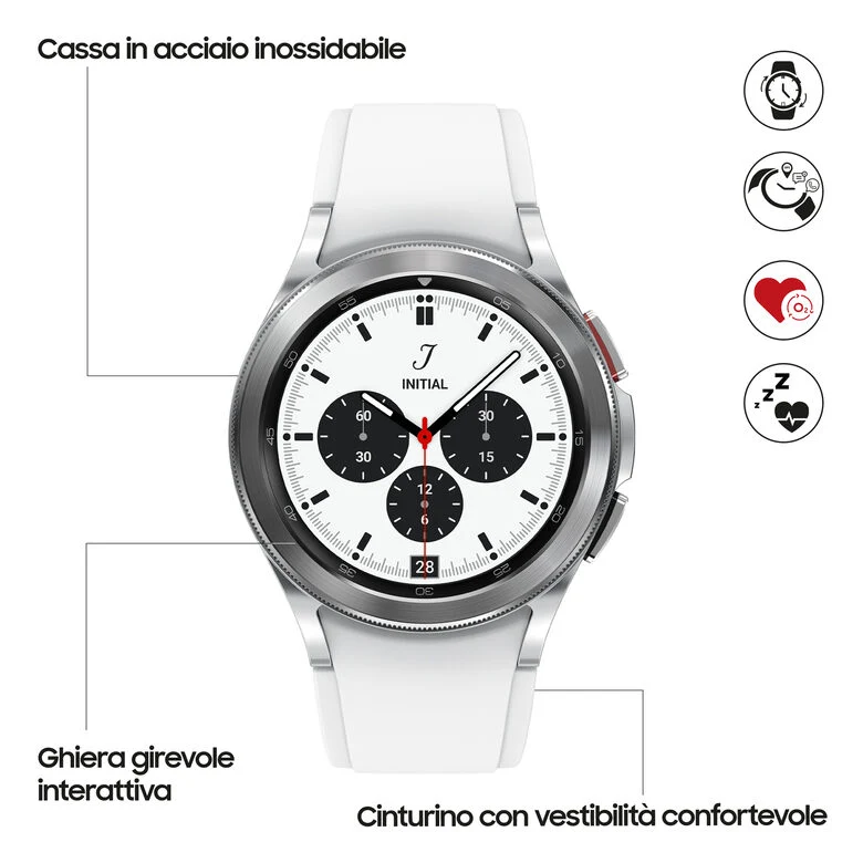 Samsung Galaxy Watch4 Classic Smartwatch Ghiera Interattiva Acciaio Inossidabile 42mm Memoria 16GB Silver