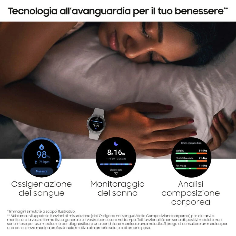 Samsung Galaxy Watch4 Classic Smartwatch Ghiera Interattiva Acciaio Inossidabile 42mm Memoria 16GB Silver