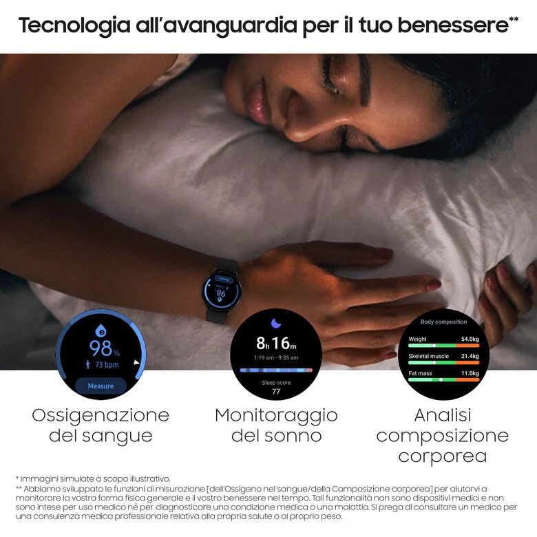 Samsung Galaxy Watch4 44mm Smartwatch Ghiera Touch Alluminio Memoria 16GB Green