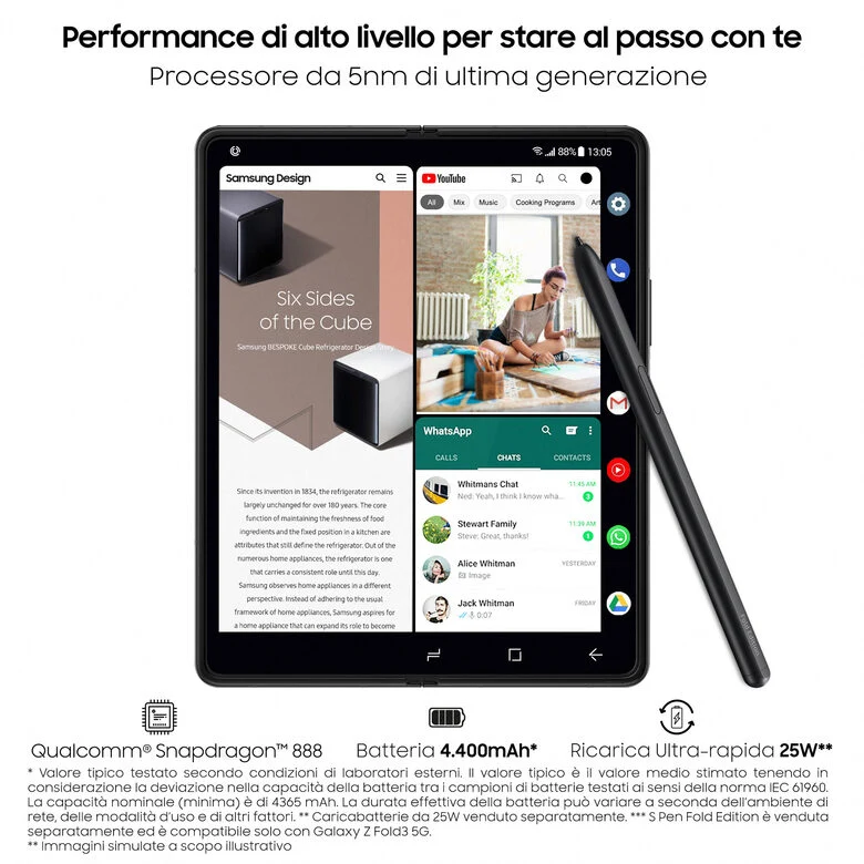Samsung Galaxy Z Fold3 5G 256GB Phantom Silver RAM 12GB Display 6,2"/7,6" Dynamic AMOLED 2X