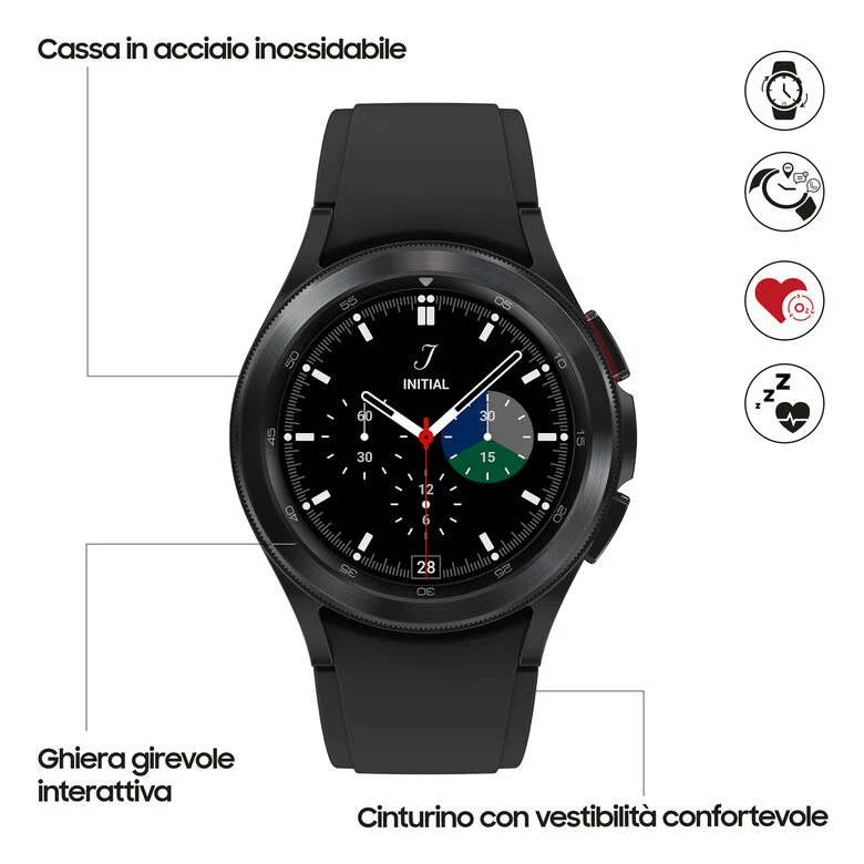 Samsung Galaxy Watch4 Classic Smartwatch Ghiera Interattiva Acciaio Inossidabile 42mm Memoria 16GB Black