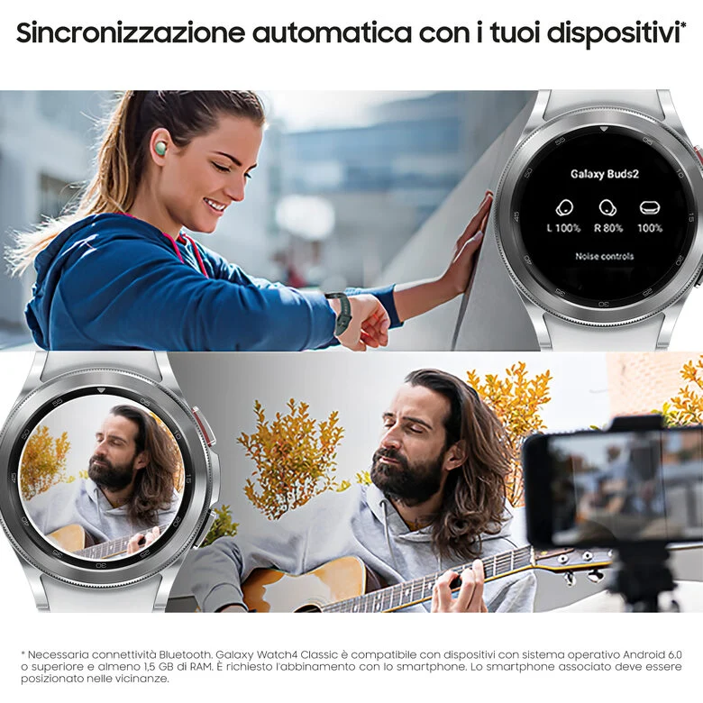 Samsung Galaxy Watch4 Classic Smartwatch Ghiera Interattiva Acciaio Inossidabile 42mm Memoria 16GB Black