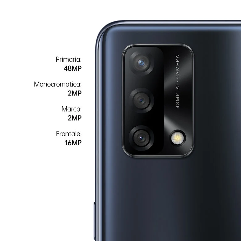 OPPO A74 Smartphone, 175g, Display 6.43" FHD+ AMOLED, 4 Fotocamere 48MP, RAM 6GB ESPANDIBILE FINO A 11GB+ROM 128GB, Batteria 5000mAh, Ricarica rapida, Dual Sim, [Versione Italiana], Prism Bl