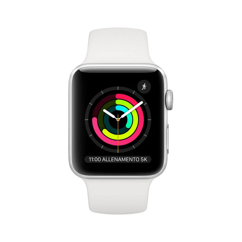 Apple Watch Series 3 GPS, 42mm in alluminio argento con cinturino Sport Bianco