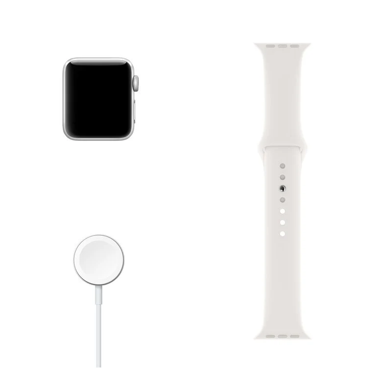Apple Watch Series 3 GPS, 42mm in alluminio argento con cinturino Sport Bianco