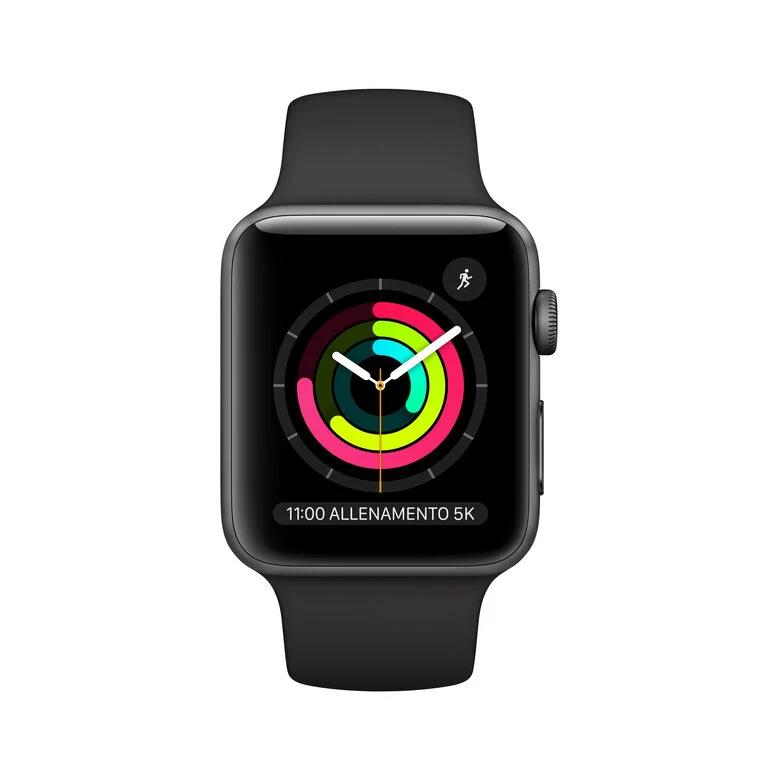 Apple Watch Series 3 GPS, 42mm in alluminio grigio siderale con cinturino Sport Nero