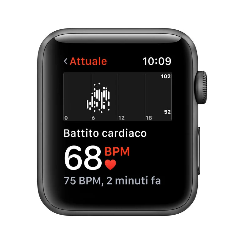Apple Watch Series 3 GPS, 42mm in alluminio grigio siderale con cinturino Sport Nero