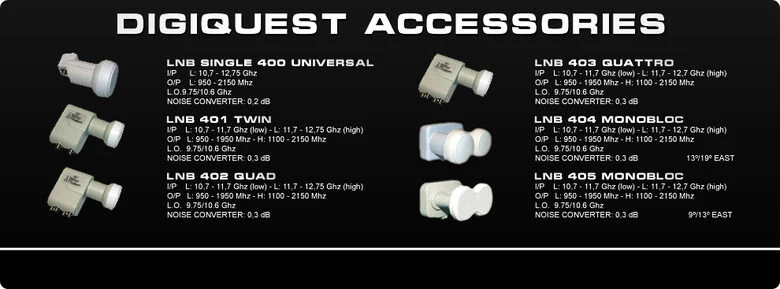 Digiquest LNB 402 Quad convertitori abbassatore di frequenza Low Noise Block (LNB) 10,7 - 12,75 GHz Grigio, Bianco