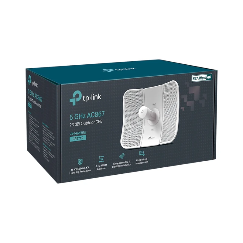 TP-Link Antena CPE para Exteriores de 5GHz CA, 867 Mbps y 23 dBi, CPE710