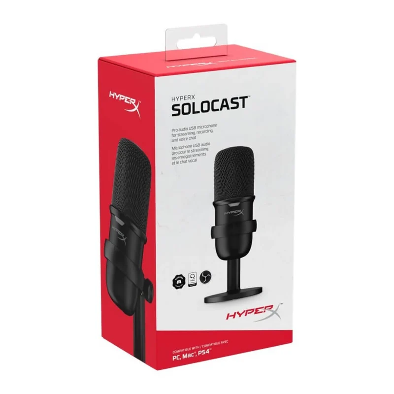 HyperX Micrófono Alámbrico de Condensador para Streaming SoloCast, 4P5P8AA