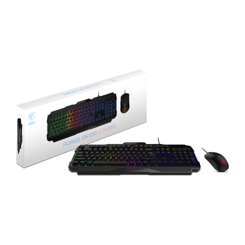 MSI Kit Teclado y Mouse Alámbrico Gaming Forge GK100, S11-04US20L