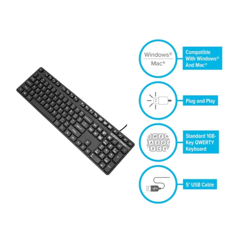 Targus Teclado Alámbrico USB Inglés, AKB30US