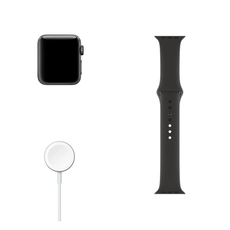 Apple Watch Series 3 GPS, 38mm in alluminio grigio siderale con cinturino Sport Nero