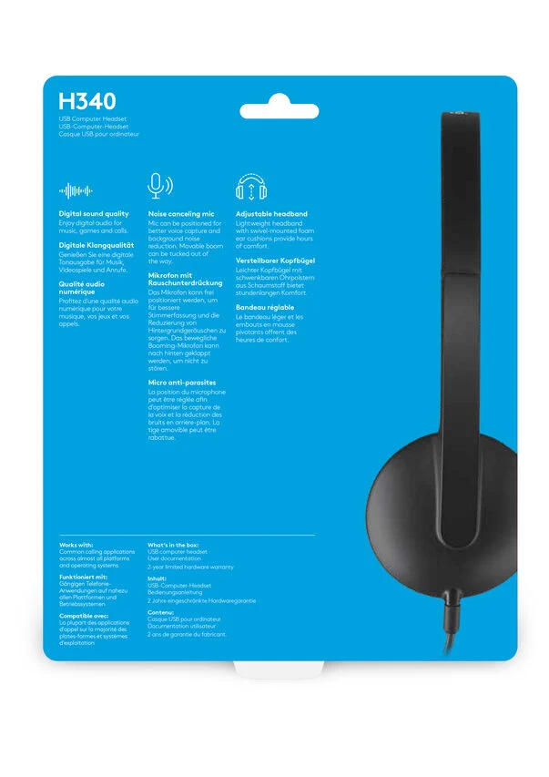 Logitech H340 USB Computer Headset Auricolare Cablato A Padiglione Ufficio USB tipo A Nero