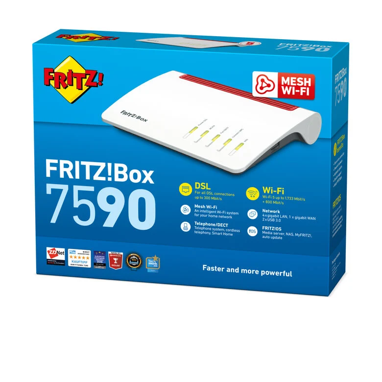 FRITZ! Box 7590 router wireless Gigabit Ethernet Dual-band (2.4 GHz/5 GHz) 3G 4G Bianco
