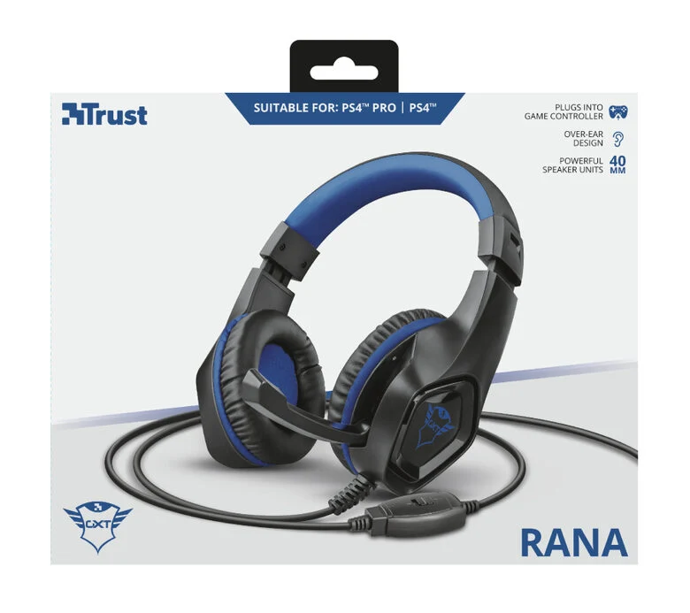 Trust GXT 404B Rana Auricolare Cablato A Padiglione Giocare Nero, Blu