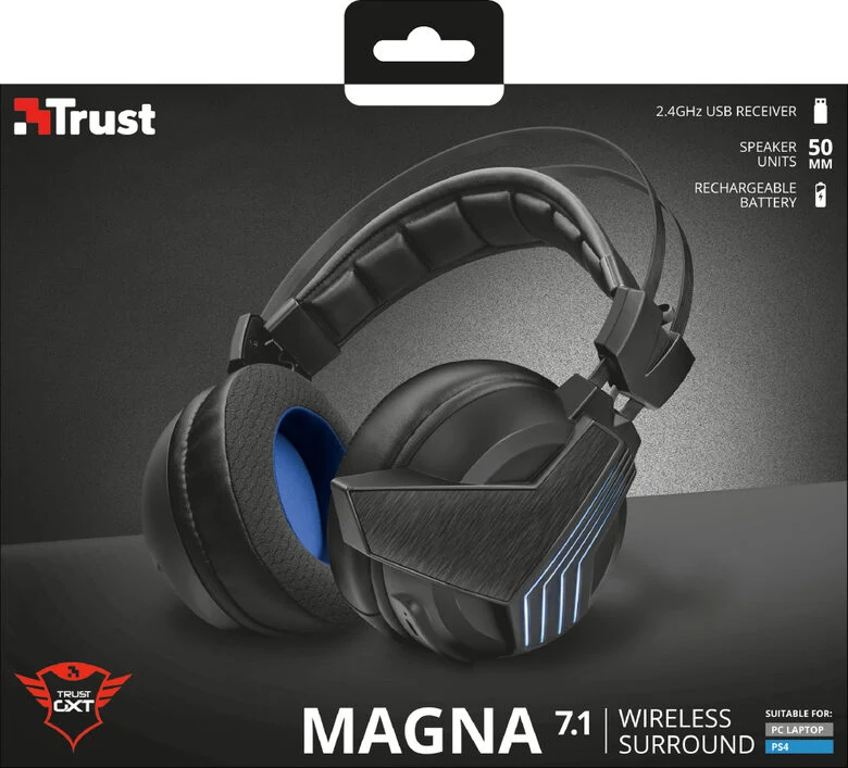 Trust GXT 393 Magna Auricolare Con cavo e senza cavo A Padiglione Giocare Nero, Blu