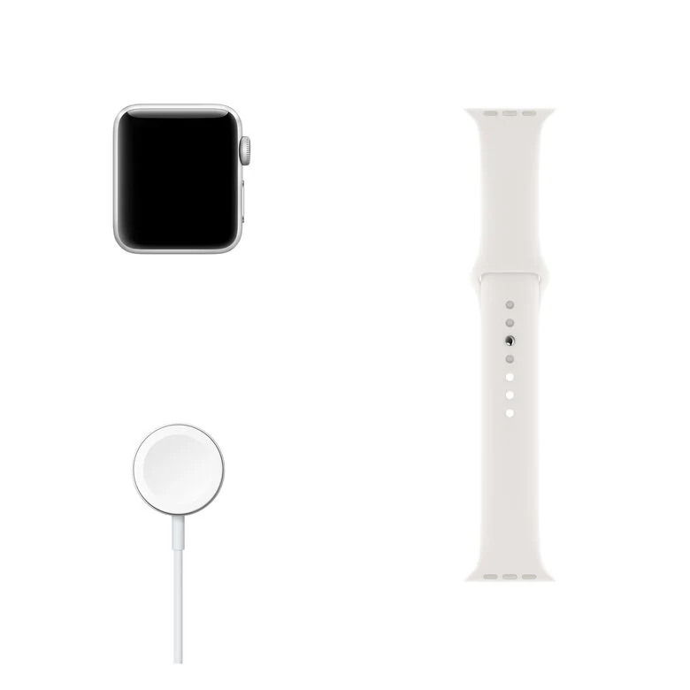 Apple Watch Series 3 GPS, 38mm in alluminio argento con cinturino Sport Bianco