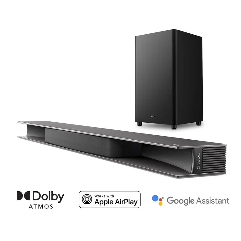 TCL Soundbar TS9030 Dolby Atmos 3.1 con subwoofer wireless per TV compatibile con Google Assistant & Apple Airplay (tecnologia RayDanz, Chromecast integrato, HDMI ARC, kit montaggio a parete