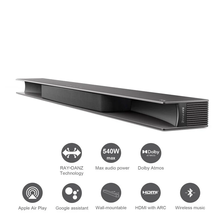TCL Soundbar TS9030 Dolby Atmos 3.1 con subwoofer wireless per TV compatibile con Google Assistant & Apple Airplay (tecnologia RayDanz, Chromecast integrato, HDMI ARC, kit montaggio a parete