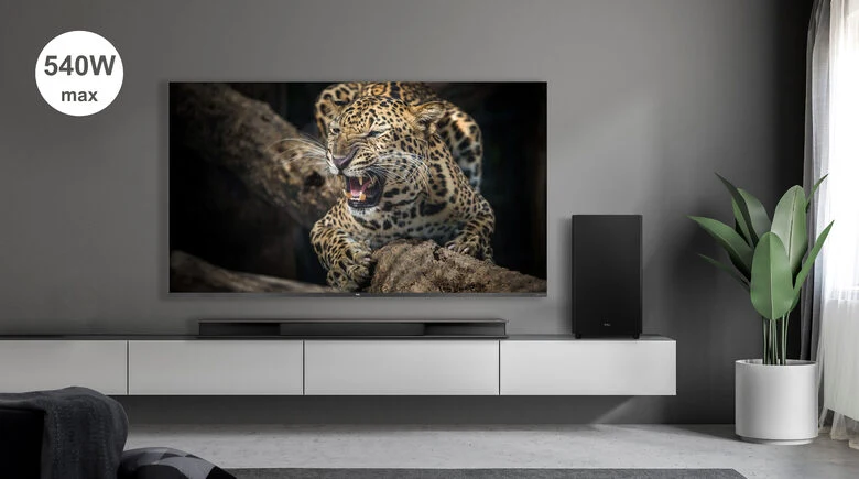 TCL Soundbar TS9030 Dolby Atmos 3.1 con subwoofer wireless per TV compatibile con Google Assistant & Apple Airplay (tecnologia RayDanz, Chromecast integrato, HDMI ARC, kit montaggio a parete