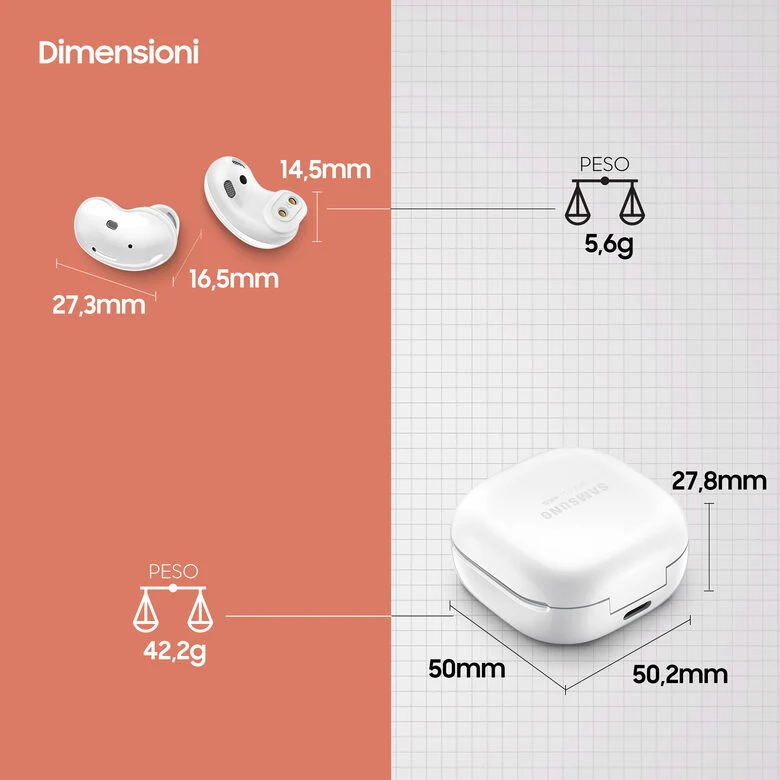 Samsung Galaxy Buds Live, Mystic White Auricolare Wireless In-ear Musica e Chiamate Bluetooth Bianco