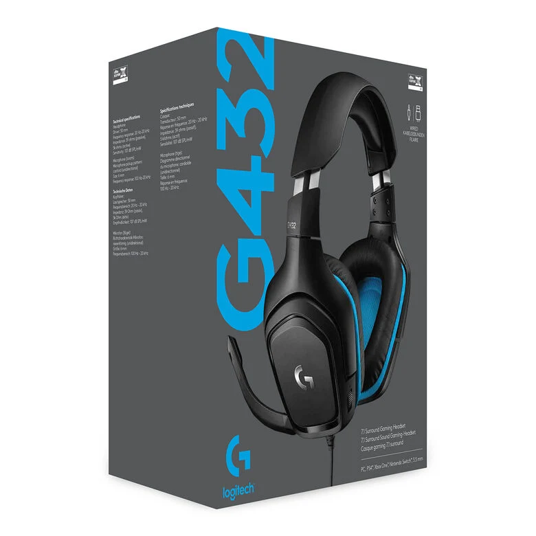 Logitech G G432 Gaming Headset Auricolare Cablato A Padiglione Giocare Nero, Blu