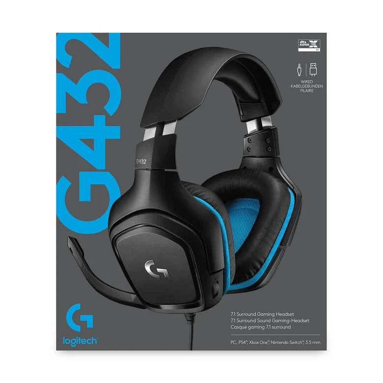 Logitech G G432 Gaming Headset Auricolare Cablato A Padiglione Giocare Nero, Blu