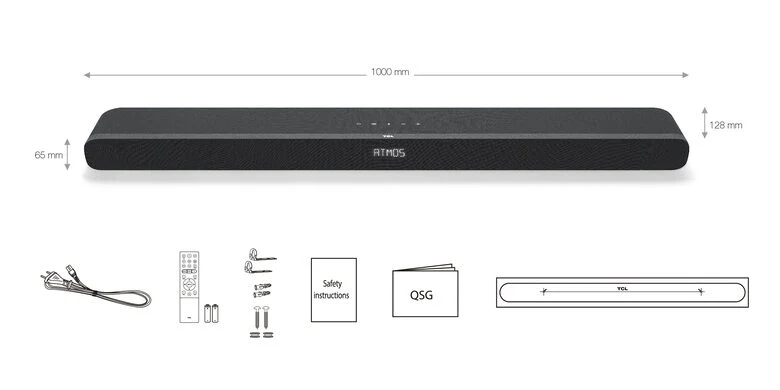TCL Alto 8i Soundbar TS8111 Dolby Atmos 2.1 con Subwoofer integrato per TV & Wireless Bluetooth (39-inch Speaker, HDMI ARC, Montaggio a parete, Telecomando, tre modalità di suono)