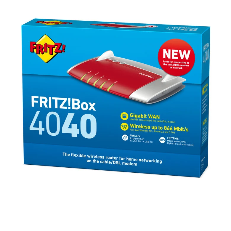 FRITZ! Box 4040 router wireless Gigabit Ethernet Dual-band (2.4 GHz/5 GHz) Rosso