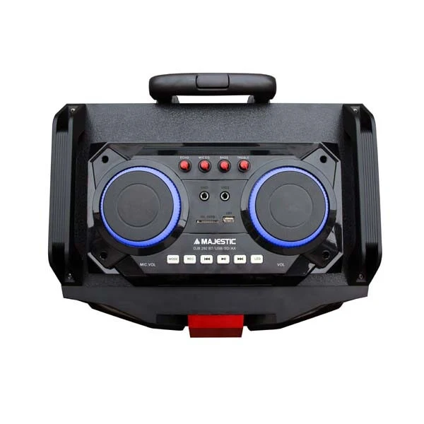 New Majestic DJB-292 BT USB SD AX Sistema PA trolley 160 W Nero, Rosso