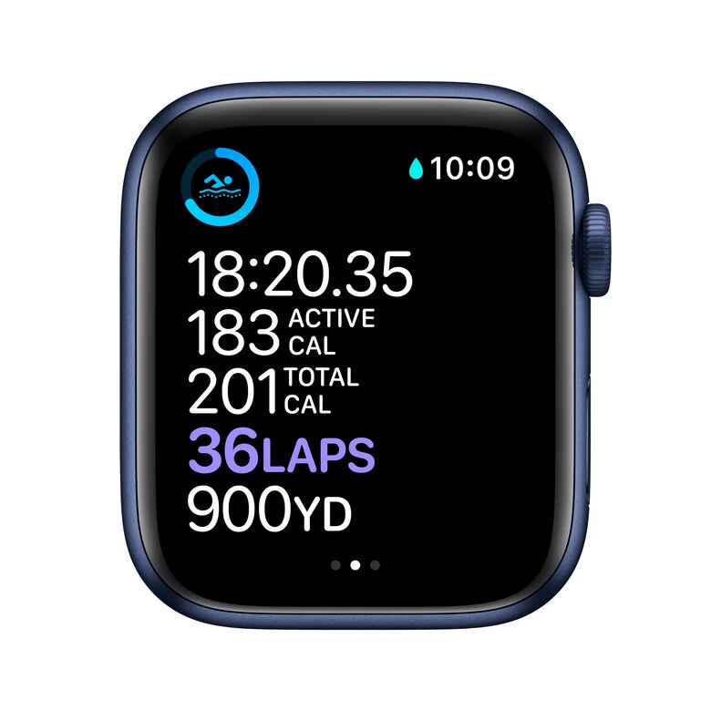 Apple Watch Serie 6 GPS, 40mm in alluminio azzurro con cinturino Sport Deep navy