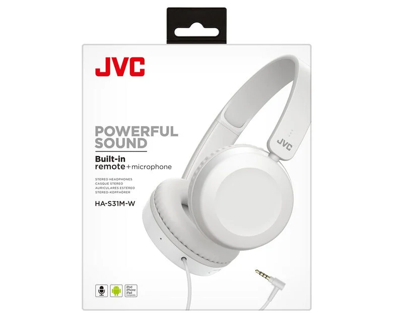 JVC HA-S31M-W Auricolare Cablato A Padiglione Musica e Chiamate Bianco