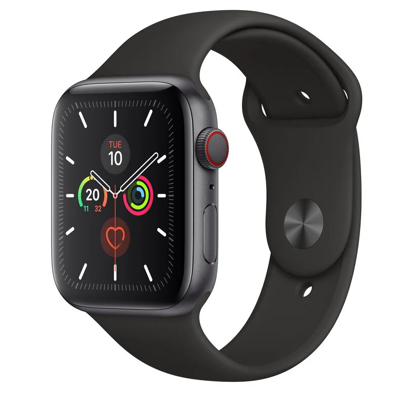 Apple Watch Series 5 GPS + Cellular, 44mm in alluminio grigio siderale con cinturino Sport Nero