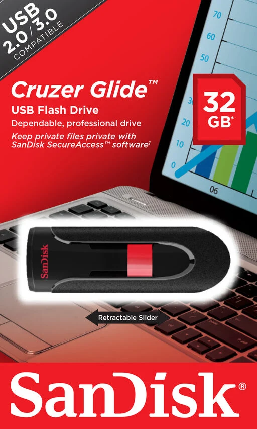 SanDisk Cruzer Glide unità flash USB 32 GB USB tipo A 2.0 Nero, Rosso