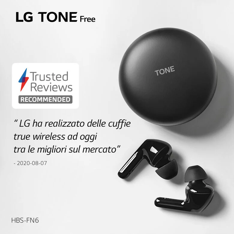 LG TONE Free FN6 Black Cuffie Bluetooth True Wireless con custodia UVnano