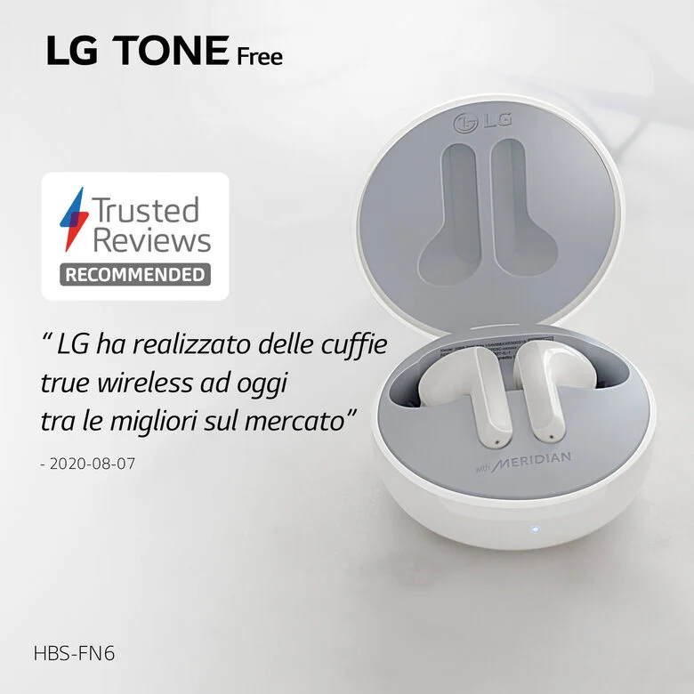 LG TONE Free FN6 White Cuffie Bluetooth True Wireless con custodia UVnano