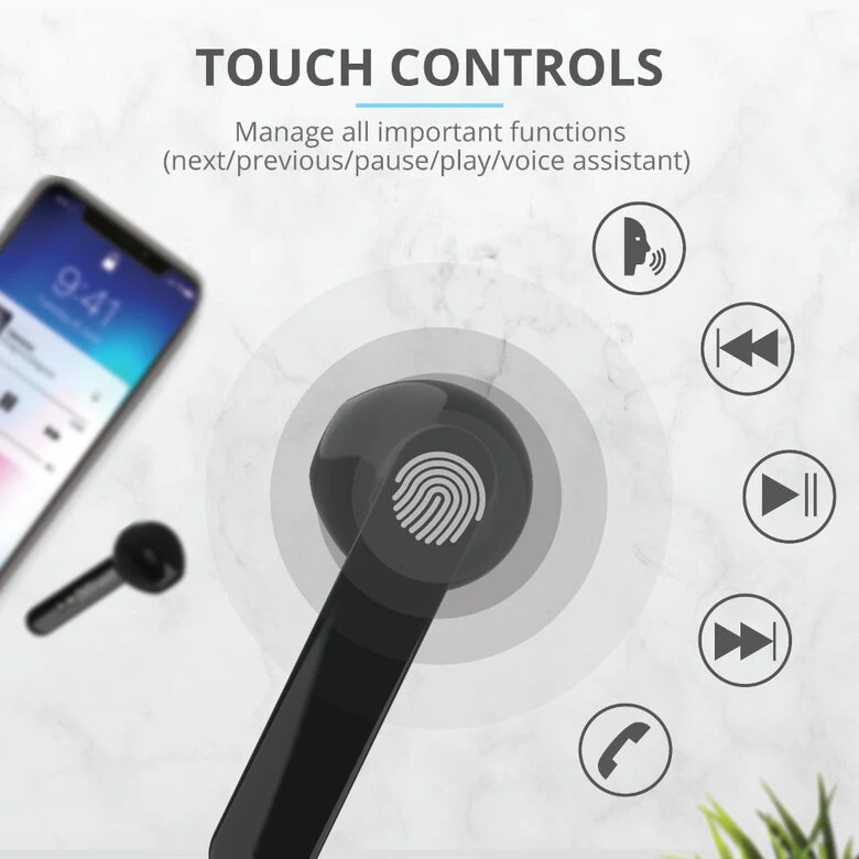 Trust Primo Auricolare Wireless In-ear Musica e Chiamate Bluetooth Nero